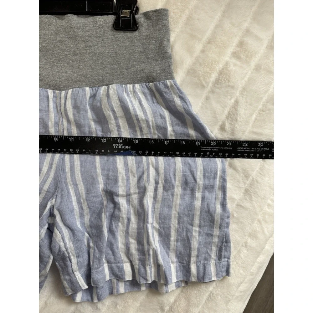 Sundance Foldover‎ Shorts Womens Size S Striped Linen Coastal Preppy Nautical